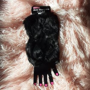 Black Fur Arm Warmers